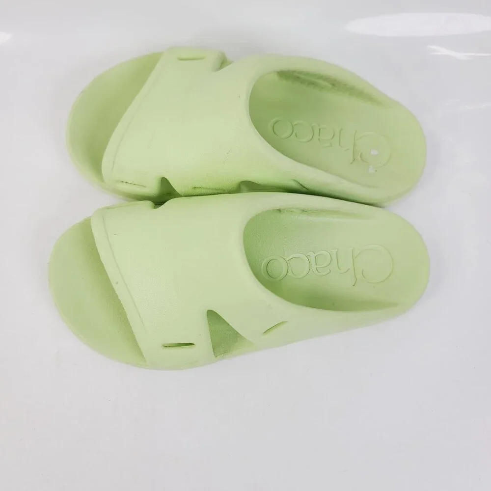 Chaco Girl's Grass Green Wide Strap Rubber Slip-On Casual Slide Sandal‎ Size 13